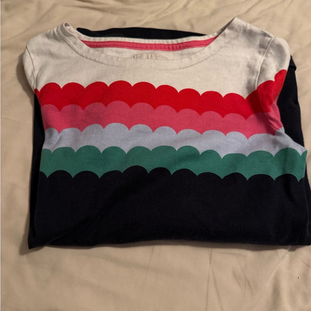 Joules Rainbow Easter Long Sleeve Shirt Top Size 2 XS Cotton Bunny